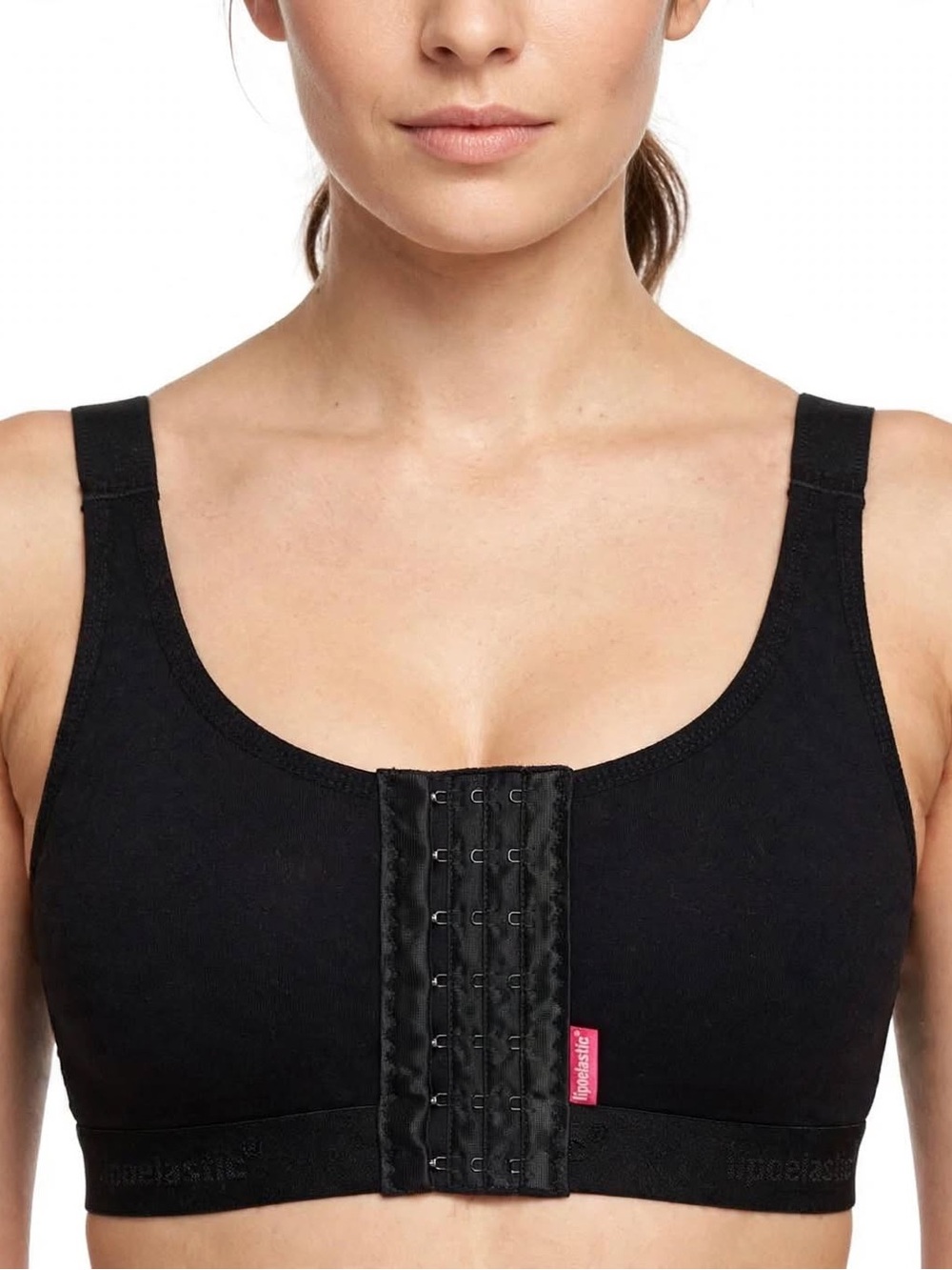 Front-Closure Black Support Bra